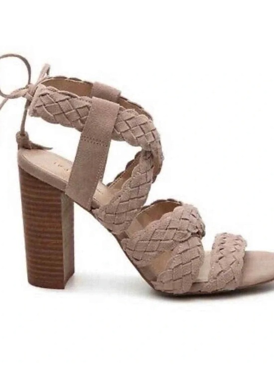 BCBGeneration Shoes - BCBGeneration Ledina Sandals, Braided Tie-Back Block Heel, Taupe